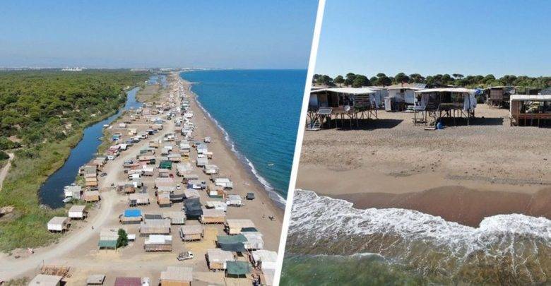 В Турции началось круглосуточное лежбище: пляжи Анталии в районе 5-звездочных отелей усеяны палатками и лачугами туристов