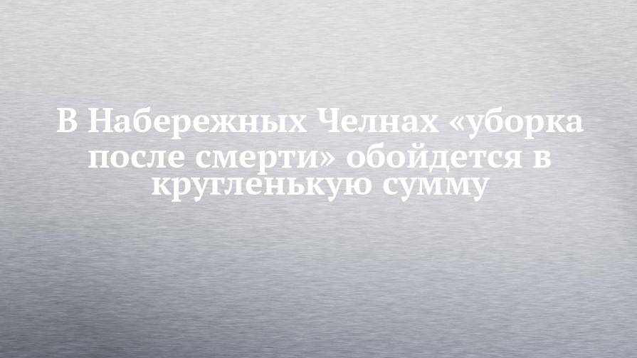 В Набережных Челнах «уборка после смерти» обойдется в кругленькую сумму