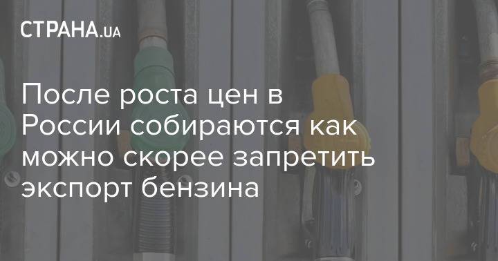 После роста цен в России собираются как можно скорее запретить экспорт бензина