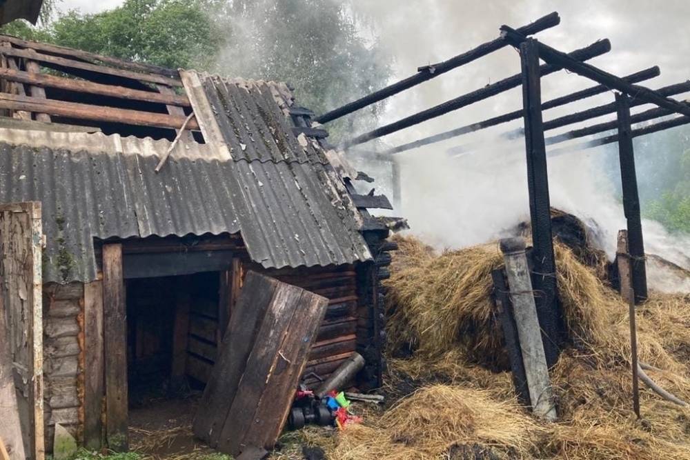 В Смоленской области сгорели 15 рулонов сена