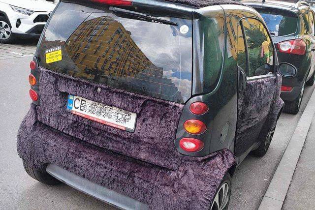 В Киеве замечен автомобиль, кузов которого отделан мехом: фото
