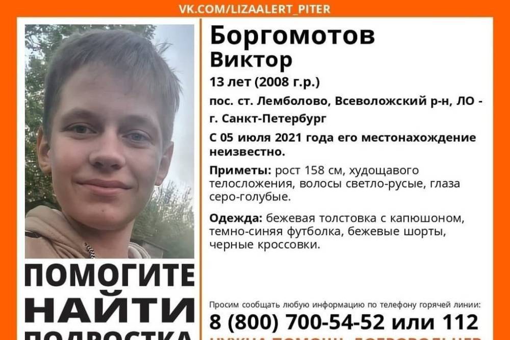 Под Петербургом без вести пропал 13-летний мальчик