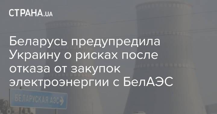 Беларусь предупредила Украину о рисках после отказа от закупок электроэнергии с БелАЭС