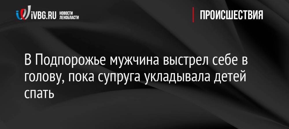 В Подпорожье мужчина выстрел себе в голову, пока супруга укладывала детей спать