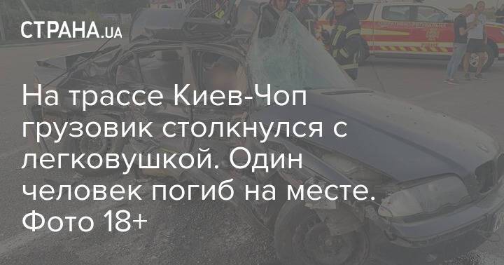 На трассе Киев-Чоп грузовик столкнулся с легковушкой. Один человек погиб на месте. Фото 18+
