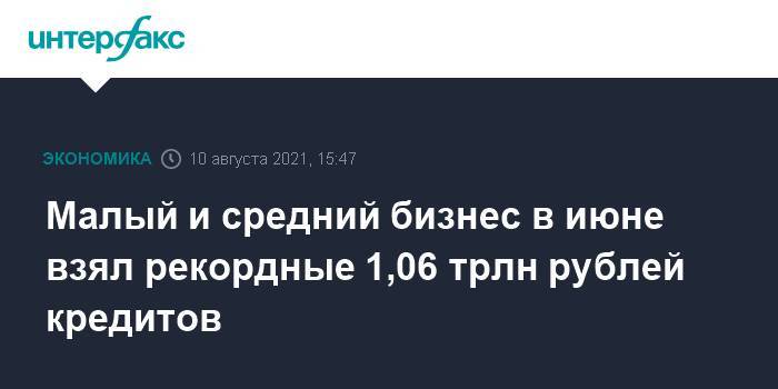 Малый и средний бизнес в июне взял рекордные 1,06 трлн рублей кредитов