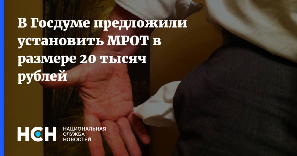 В Госдуме предложили установить МРОТ в размере 20 тысяч рублей