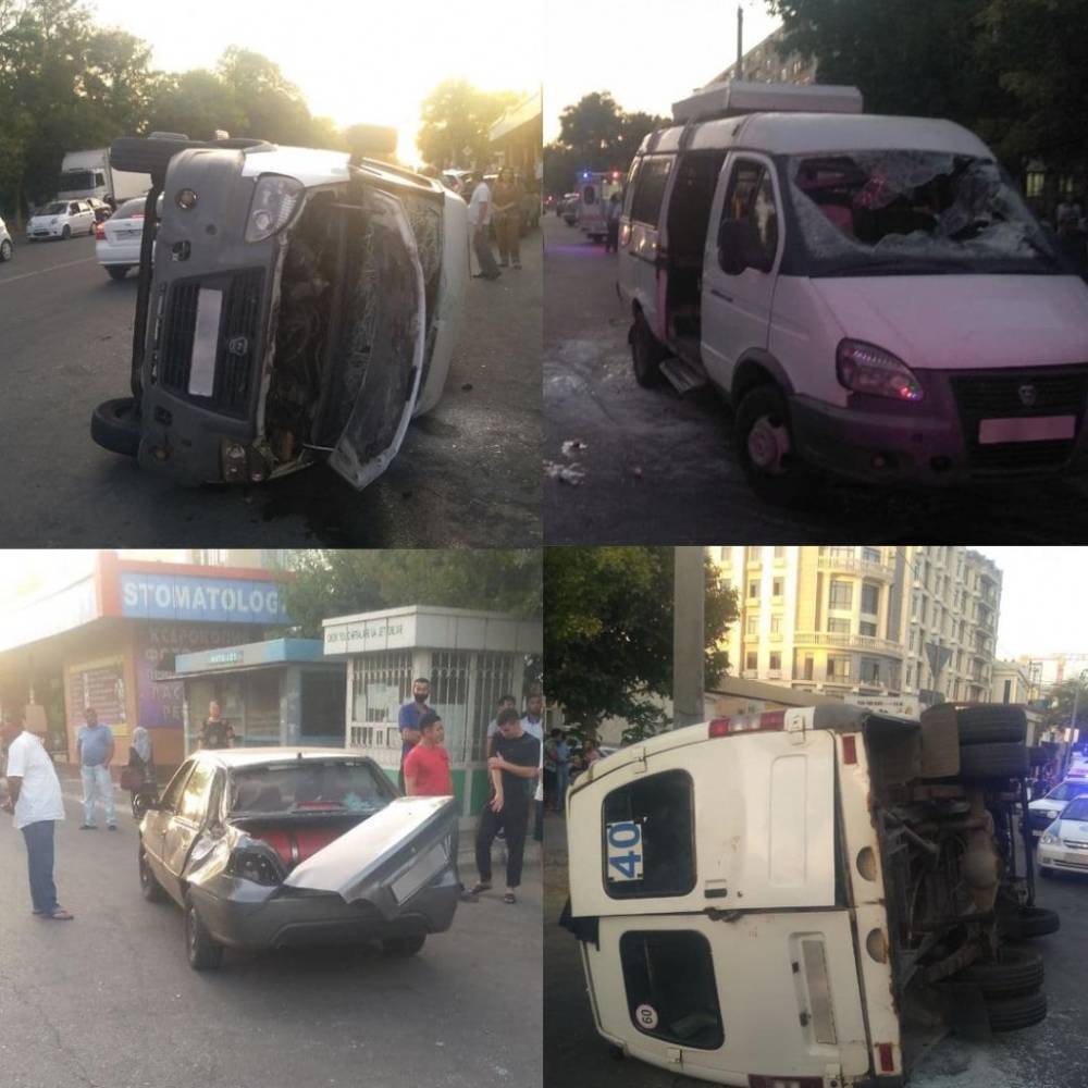 В Ташкенте опять произошло ДТП с участием маршрутки. Пять человек пострадали
