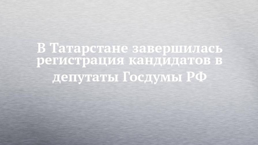 В Татарстане завершилась регистрация кандидатов в депутаты Госдумы РФ