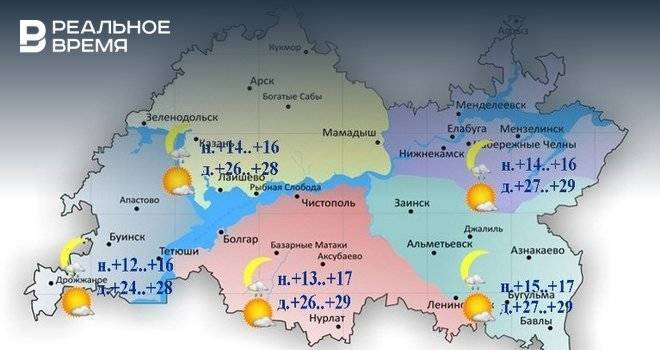 Сегодня в Татарстане ожидается до +29 градусов