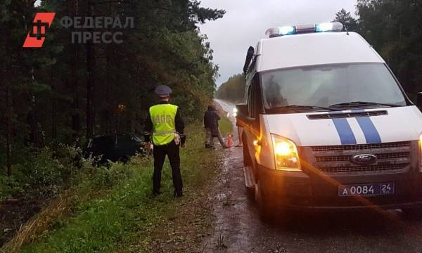 На трассе под Красноярском иномарка с детьми протаранила дерево