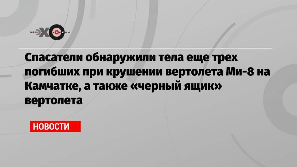 Спасатели обнаружили тела еще трех погибших при крушении вертолета Ми-8 на Камчатке, а также «черный ящик» вертолета