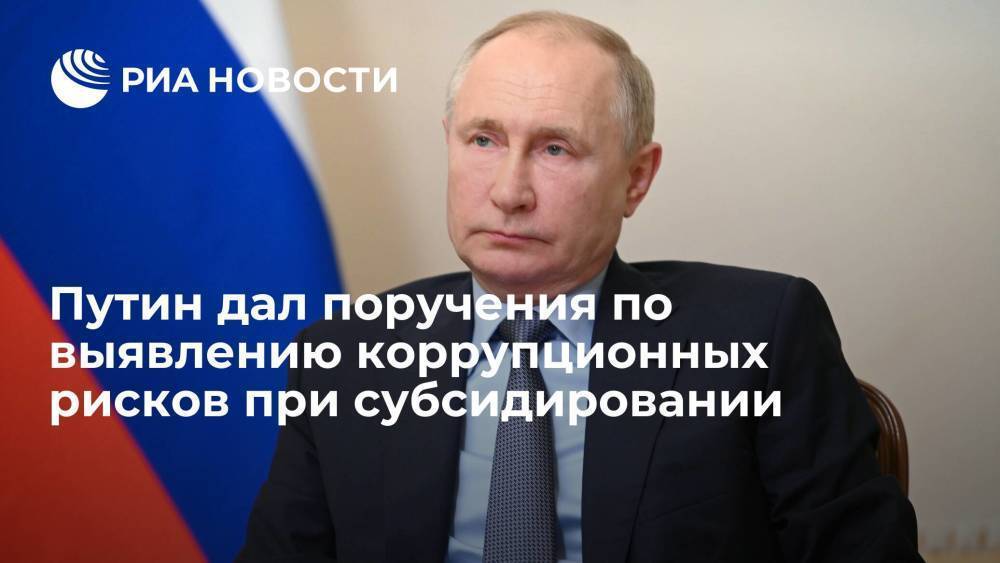 Президент Путин поручил разработать рекомендации по коррупционным рискам при субсидиях регионам