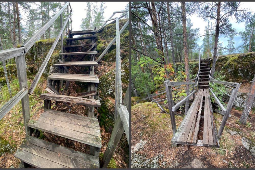 Убиться можно: лестница к горе Сампо в Карелии обветшала
