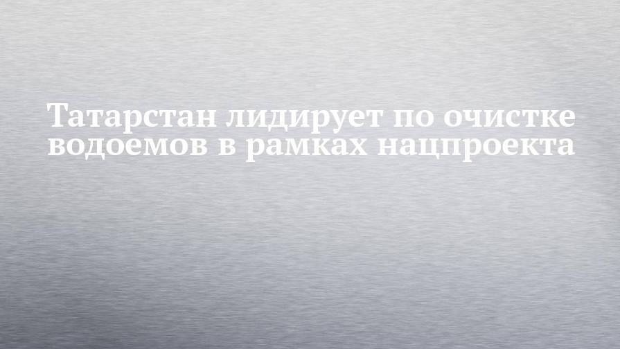 Татарстан лидирует по очистке водоемов в рамках нацпроекта