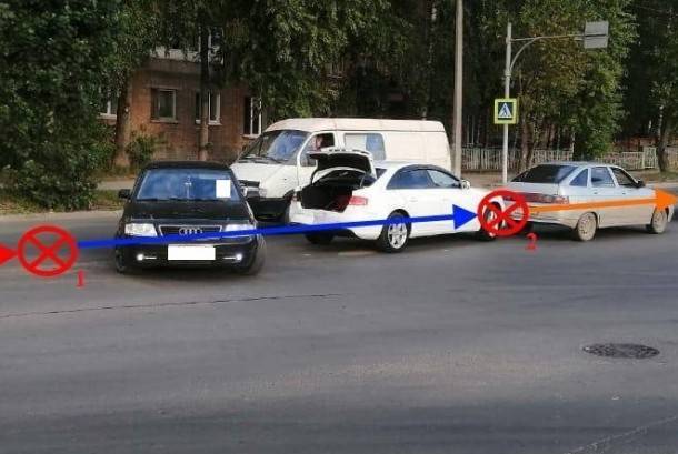 Женщина и ребенок пострадали в тройном столкновении машин в Сыктывкаре
