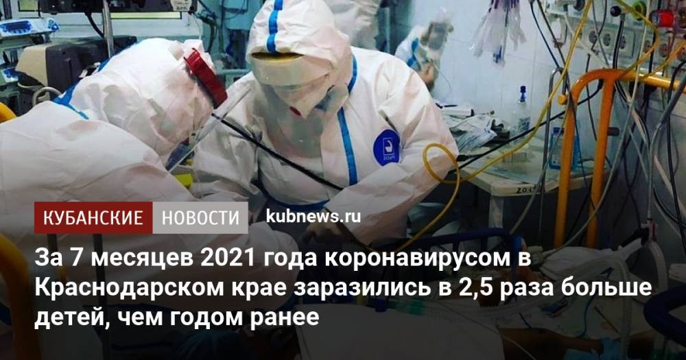 За 7 месяцев 2021 года коронавирусом в Краснодарском крае заразились в 2,5 раза больше детей, чем годом ранее