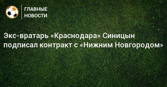 Экс-вратарь «Краснодара» Синицын подписал контракт с «Нижним Новгородом»