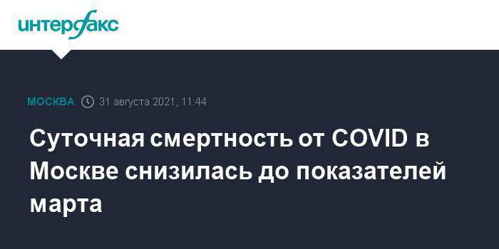 Суточная смертность от COVID в Москве снизилась до показателей марта