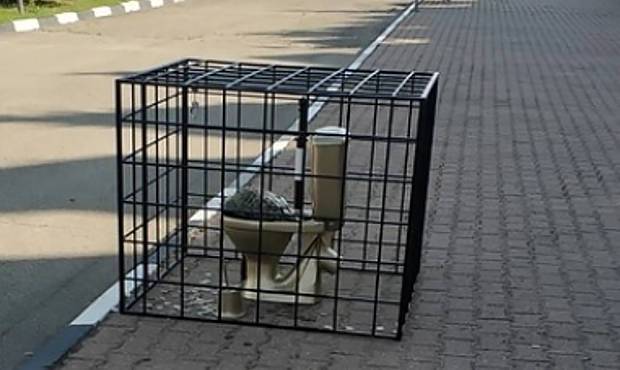 В Ставрополе местного художника задержали за установленный возле ГИБДД золотой унитаз