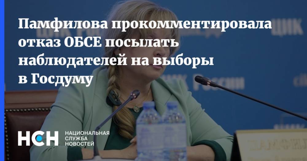 Памфилова прокомментировала отказ ОБСЕ посылать наблюдателей на выборы в Госдуму