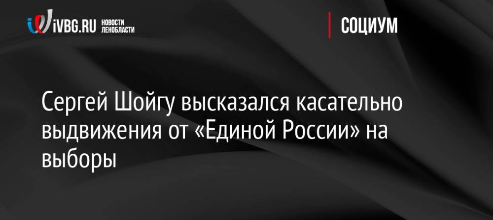 Сергей Шойгу высказался касательно выдвижения от «Единой России» на выборы