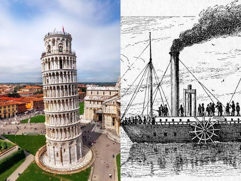 День в истории: 9 августа - Строительство Пизанской башни и первая демонстрация парохода