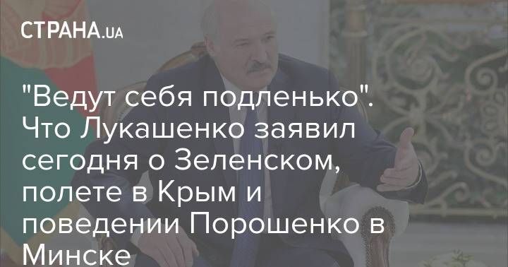 "Ведут себя подленько". Что Лукашенко заявил сегодня о Зеленском, полете в Крым и поведении Порошенко в Минске