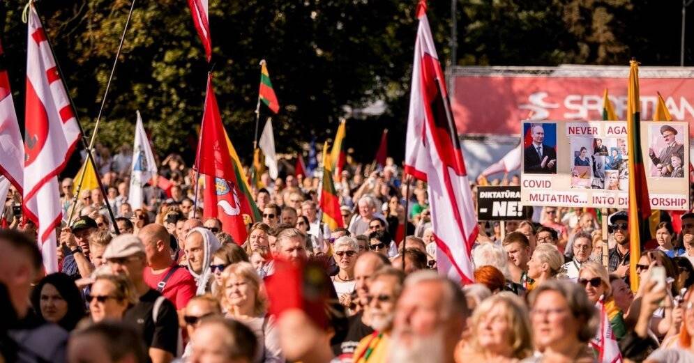 В Вильнюсе прошел многотысячный митинг против антиковидных ограничений (фото, видео)