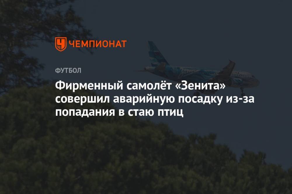 Фирменный самолёт «Зенита» совершил аварийную посадку из-за попадания в стаю птиц