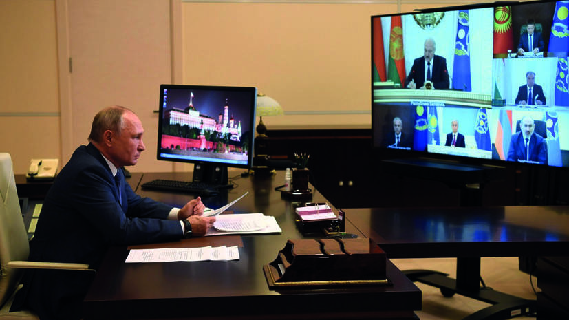 Путин по видеосвязи принимает участие в саммите ОДКБ