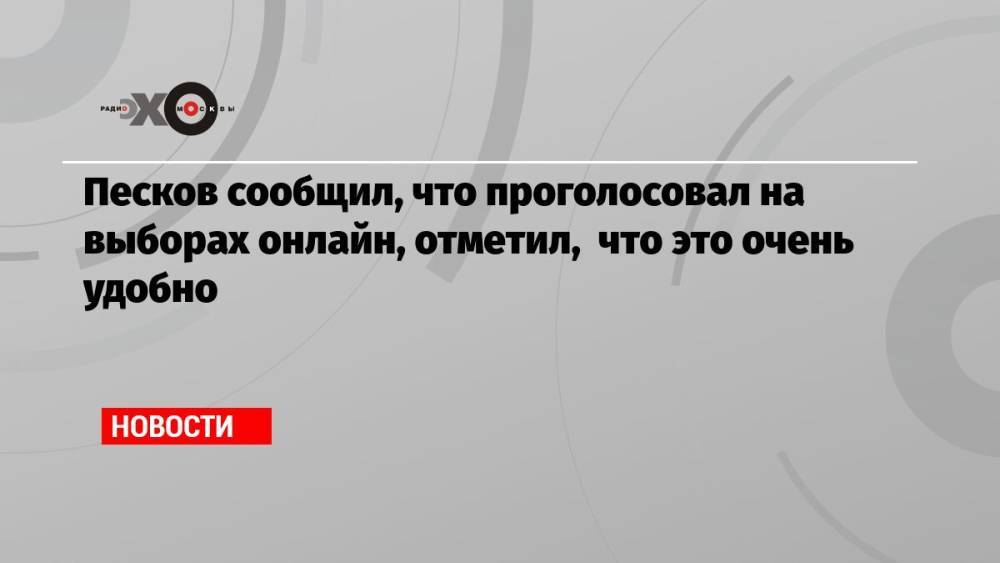 Песков сообщил, что проголосовал на выборах онлайн, отметил, что это очень удобно