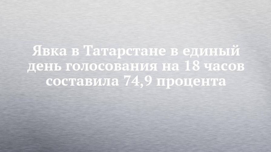 Явка в Татарстане в единый день голосования на 18 часов составила 74,9 процента