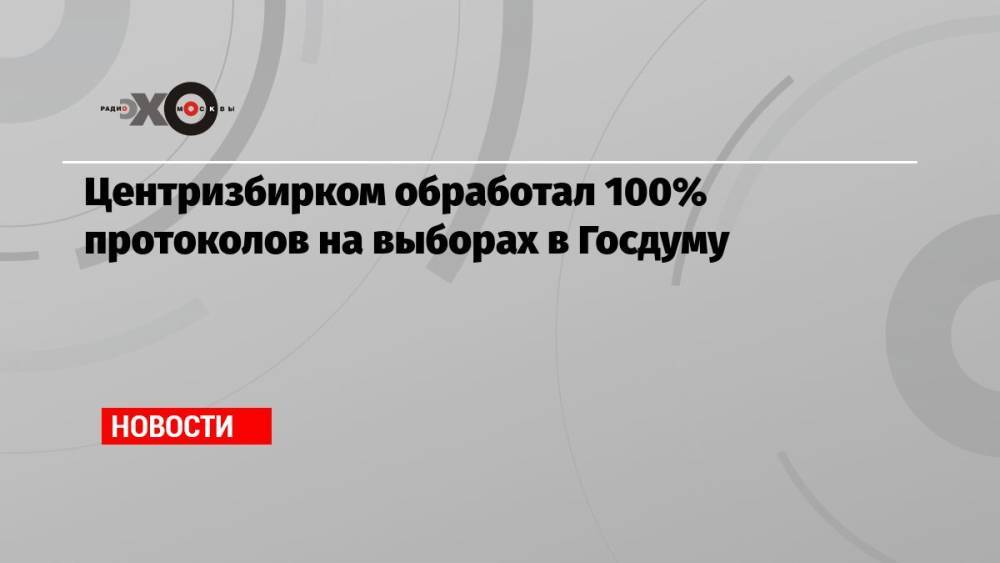 Центризбирком обработал 100% протоколов на выборах в Госдуму
