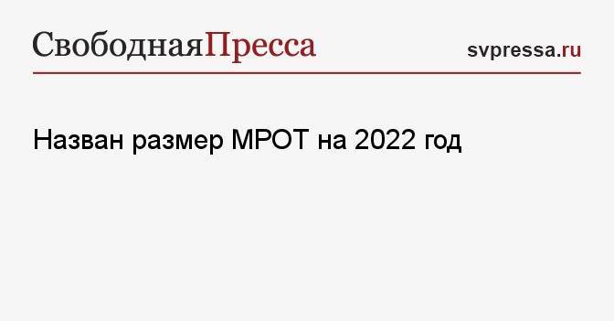 Назван размер МРОТ на 2022 год