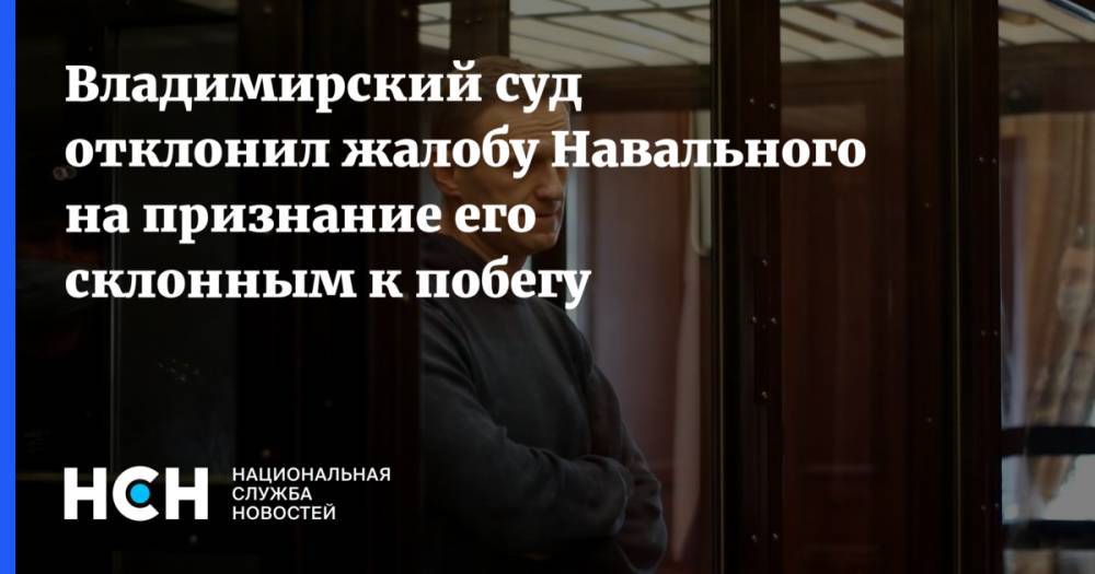 Владимирский суд отклонил жалобу Навального на признание его склонным к побегу