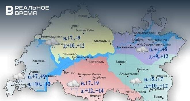Сегодня в Татарстане ожидается дождь и до +14 градусов