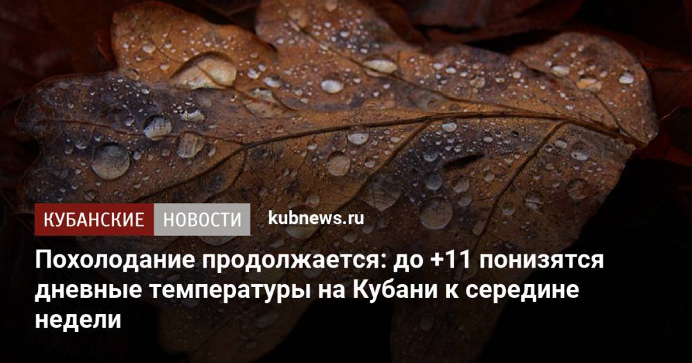 Похолодание продолжается: до +11 понизятся дневные температуры на Кубани к середине недели