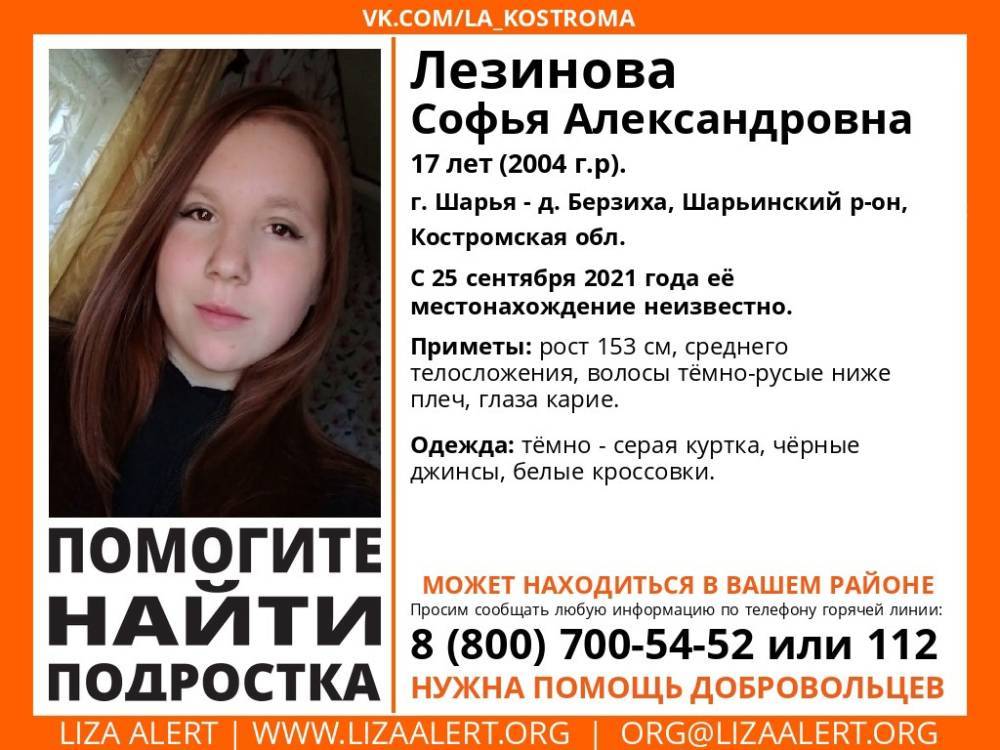 В Костромской области пропала 17-летняя девушка
