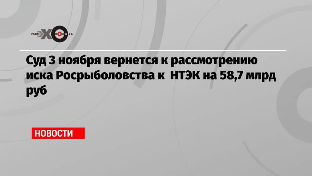 Суд 3 ноября вернется к рассмотрению иска Росрыболовства к НТЭК на 58,7 млрд руб