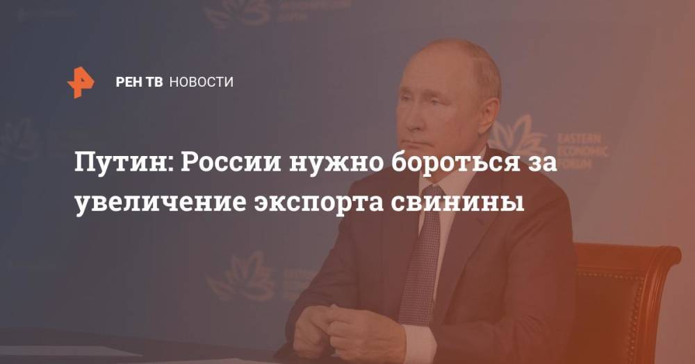 Путин: России нужно бороться за увеличение экспорта свинины