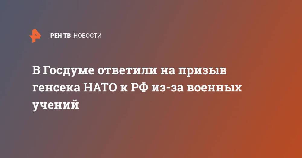 В Госдуме ответили на призыв генсека НАТО к РФ из-за военных учений