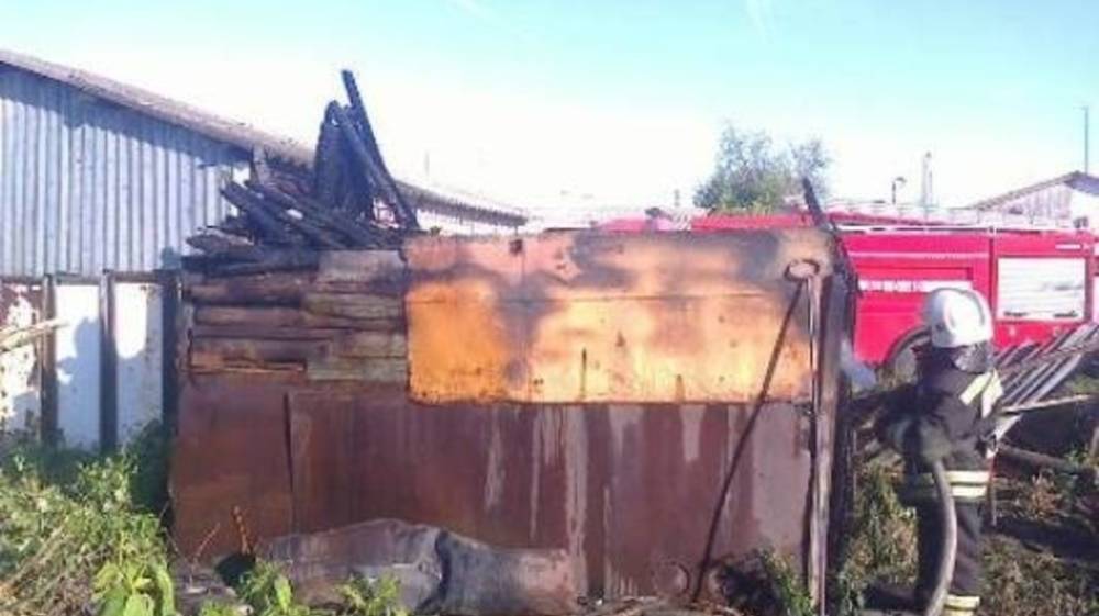 В Воронеже дорогостоящая иномарка сгорела вместе с гаражом
