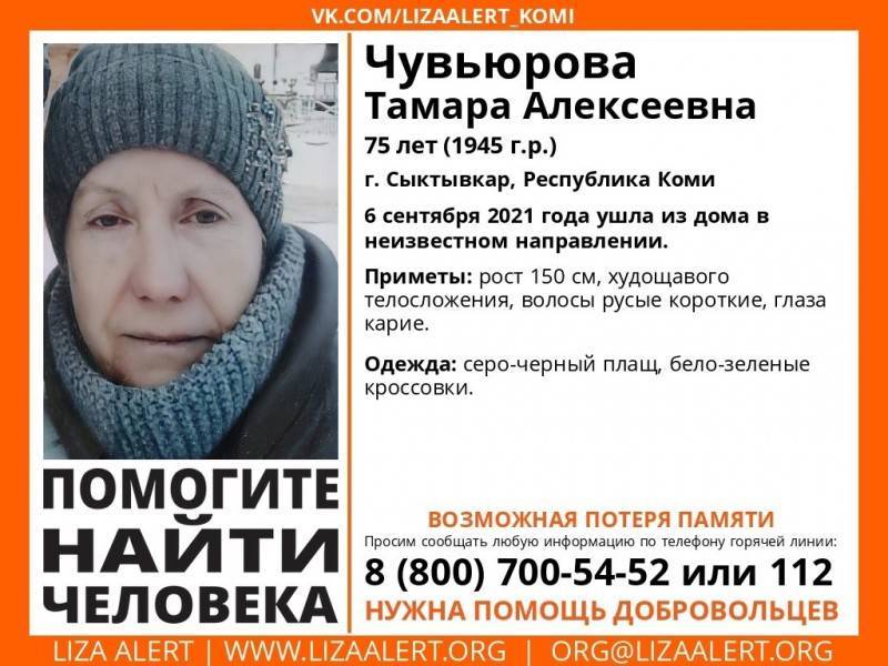 В Сыктывкаре ищут 75-летнюю бабушку