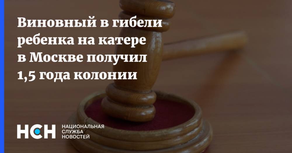 Виновный в гибели ребенка на катере в Москве получил 1,5 года колонии