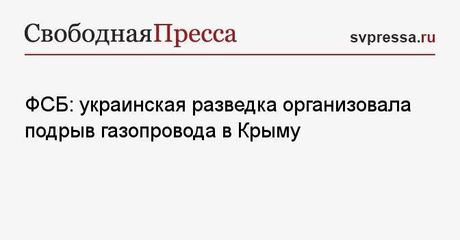 ФСБ: украинская разведка организовала подрыв газопровода в Крыму