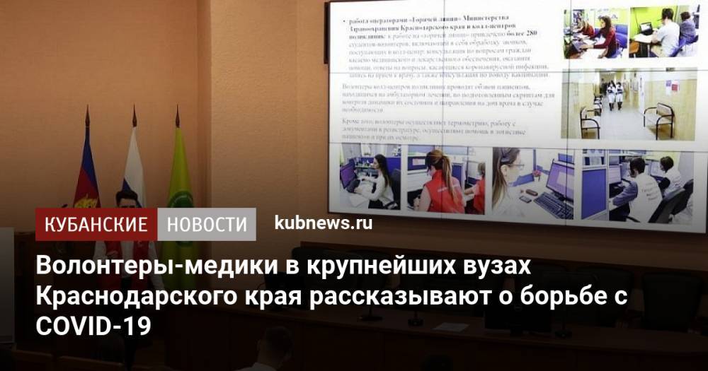 Волонтеры-медики в крупнейших вузах Краснодарского края рассказывают о борьбе с COVID-19