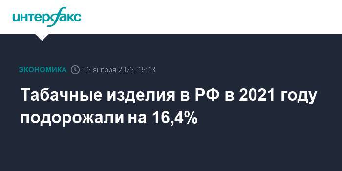 Табачные изделия в РФ в 2021 году подорожали на 16,4%