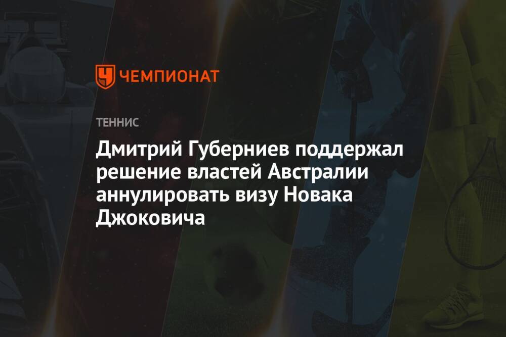 Дмитрий Губерниев поддержал решение властей Австралии аннулировать визу Новака Джоковича