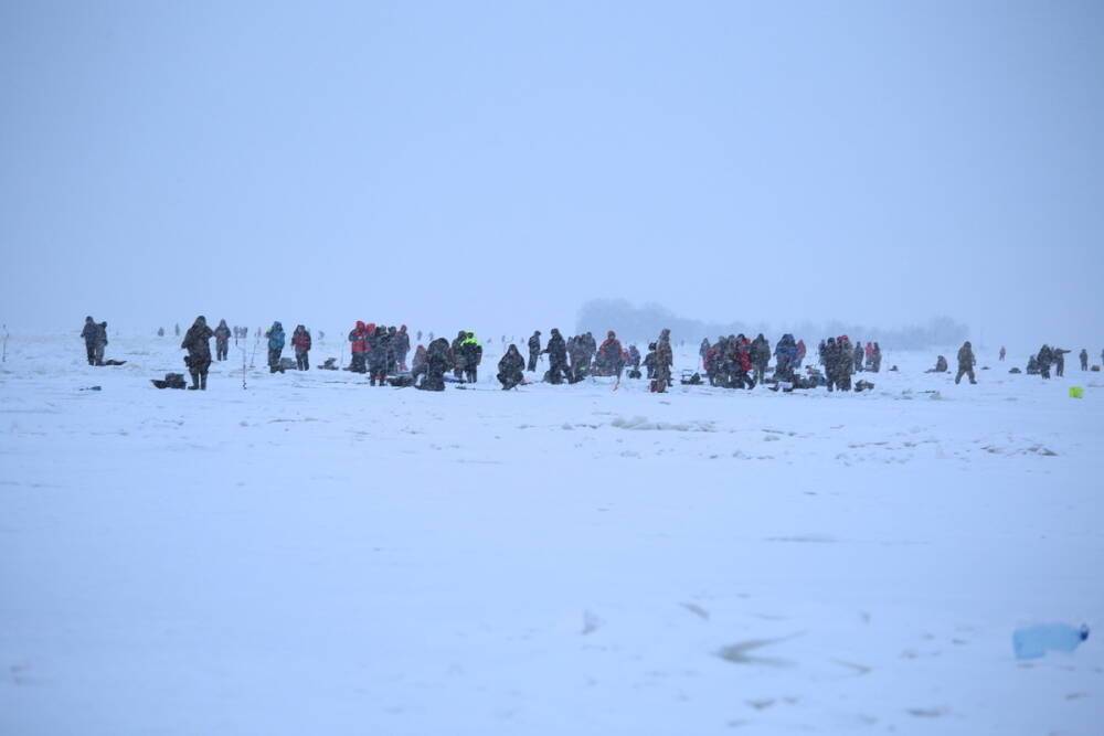 Около 200 рыбаков высыпали на лед Финского залива в оттепель